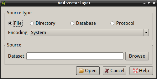 "Add Vector Layer" dialog