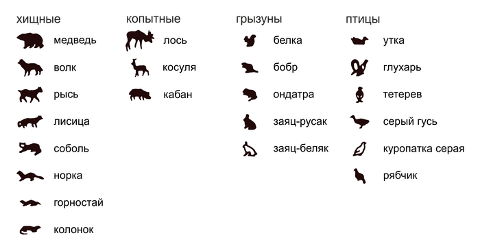 Пример векторных иконок с животными