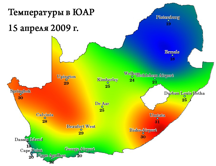 Климат юар карта